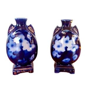 Antique English Ceramic Vases Pair